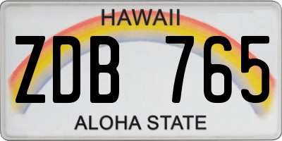 HI license plate ZDB765