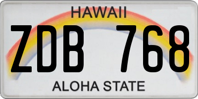 HI license plate ZDB768