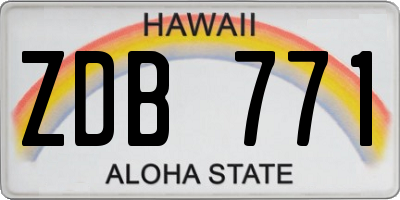 HI license plate ZDB771