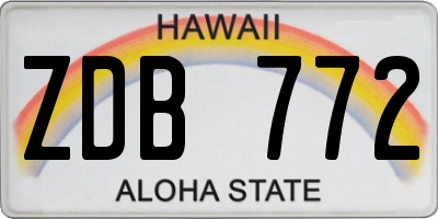 HI license plate ZDB772