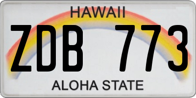 HI license plate ZDB773