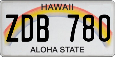 HI license plate ZDB780