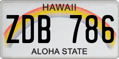 HI license plate ZDB786