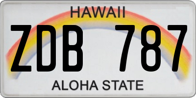 HI license plate ZDB787