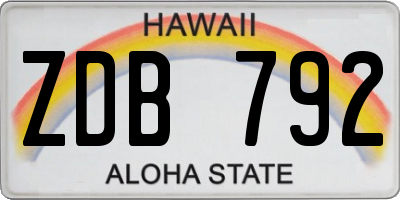 HI license plate ZDB792