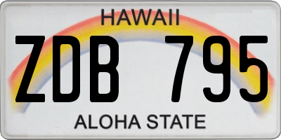 HI license plate ZDB795
