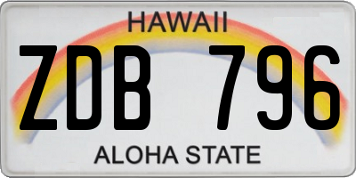 HI license plate ZDB796