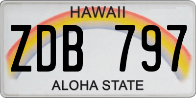 HI license plate ZDB797