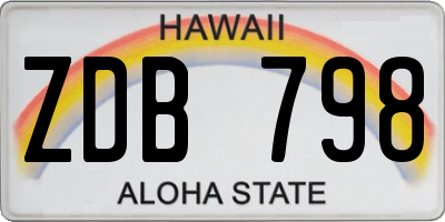 HI license plate ZDB798