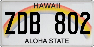 HI license plate ZDB802