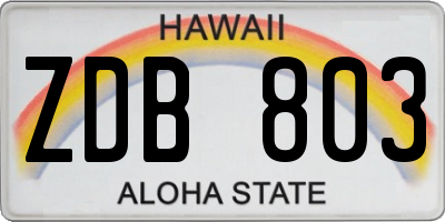 HI license plate ZDB803