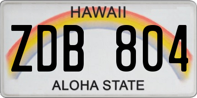 HI license plate ZDB804