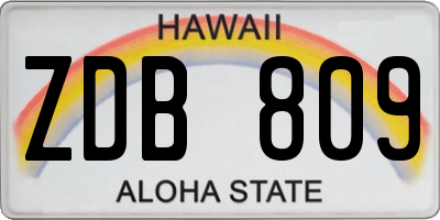 HI license plate ZDB809