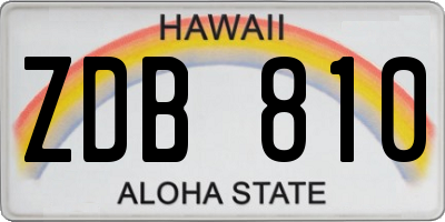 HI license plate ZDB810