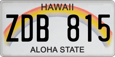 HI license plate ZDB815