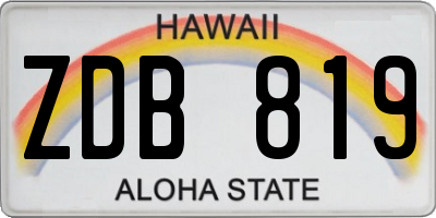 HI license plate ZDB819