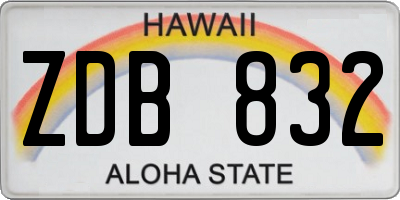 HI license plate ZDB832