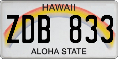 HI license plate ZDB833