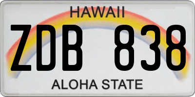 HI license plate ZDB838