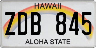 HI license plate ZDB845