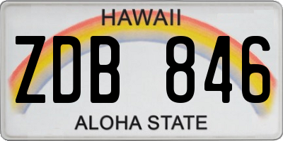 HI license plate ZDB846