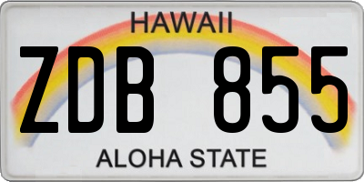 HI license plate ZDB855