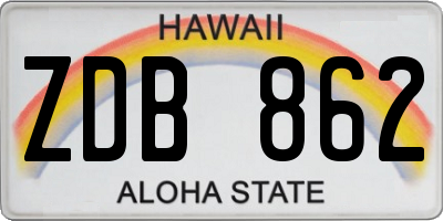HI license plate ZDB862