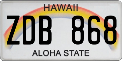 HI license plate ZDB868