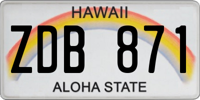HI license plate ZDB871