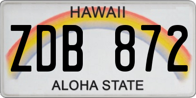HI license plate ZDB872