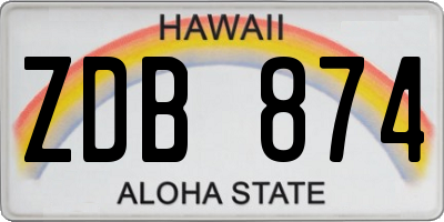 HI license plate ZDB874