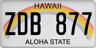 HI license plate ZDB877