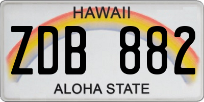 HI license plate ZDB882
