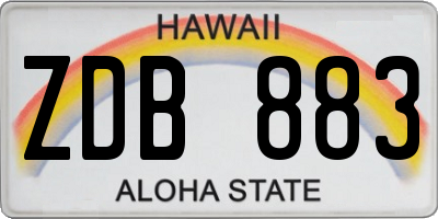 HI license plate ZDB883