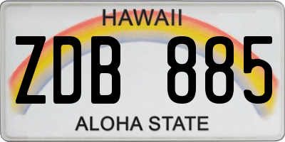 HI license plate ZDB885