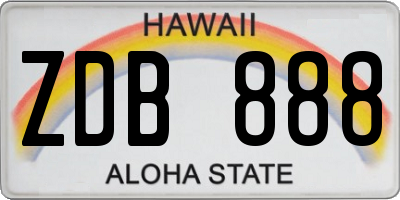 HI license plate ZDB888