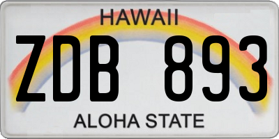HI license plate ZDB893