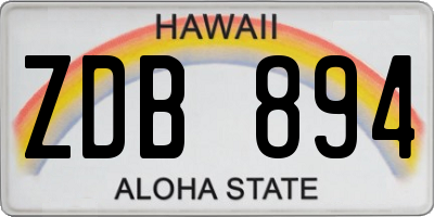 HI license plate ZDB894
