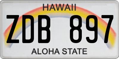 HI license plate ZDB897
