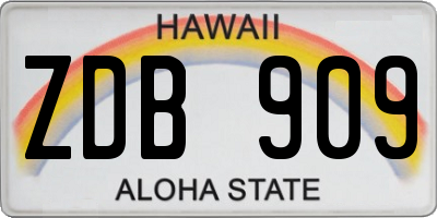 HI license plate ZDB909
