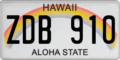 HI license plate ZDB910