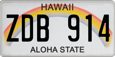 HI license plate ZDB914