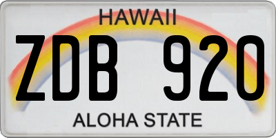 HI license plate ZDB920