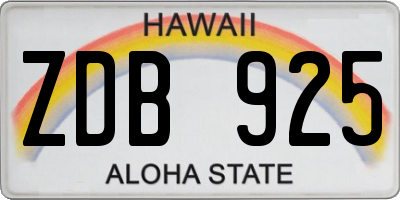 HI license plate ZDB925