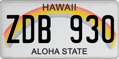 HI license plate ZDB930
