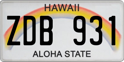 HI license plate ZDB931