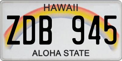 HI license plate ZDB945