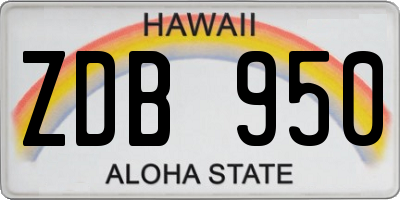 HI license plate ZDB950