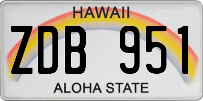 HI license plate ZDB951