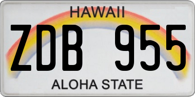 HI license plate ZDB955